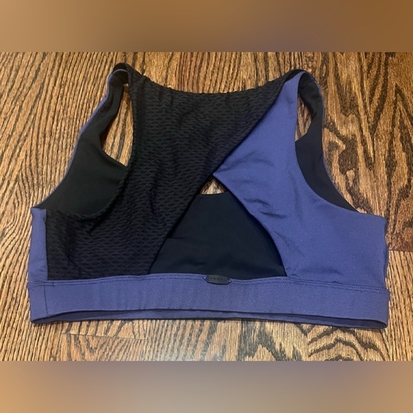KORAL ACTIVEWEAR COVERT SHANTUNG SPORTS BRA Sz. L  Blue/ Black NWOT - Picture 3 of 5